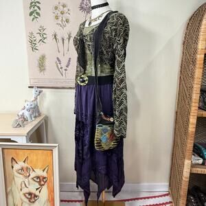 Heart Patchwork Embroidered Bag Hippie Boho Whimsigoth Fairy Grunge Witchy